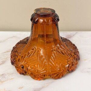 Vintage Tiara Amber Glass Footed Candy Dish Or Bowl Lamp Scalloped Edge
